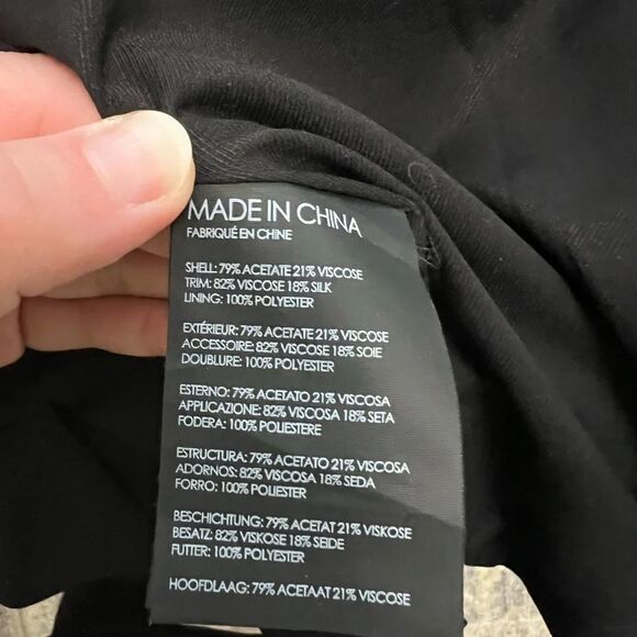 Club Monaco minimalist open front silk blend Black Blazer with Lapel Collar - Picture 7 of 10